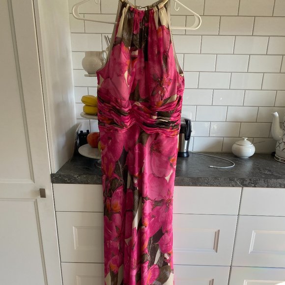 Eliza J Chiffon Printed Halter Top Maxi Dress Size 6 - Picture 1 of 3